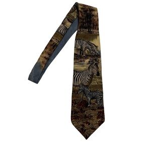 Safari Theme Zebra Endangered Species Tie Vintage